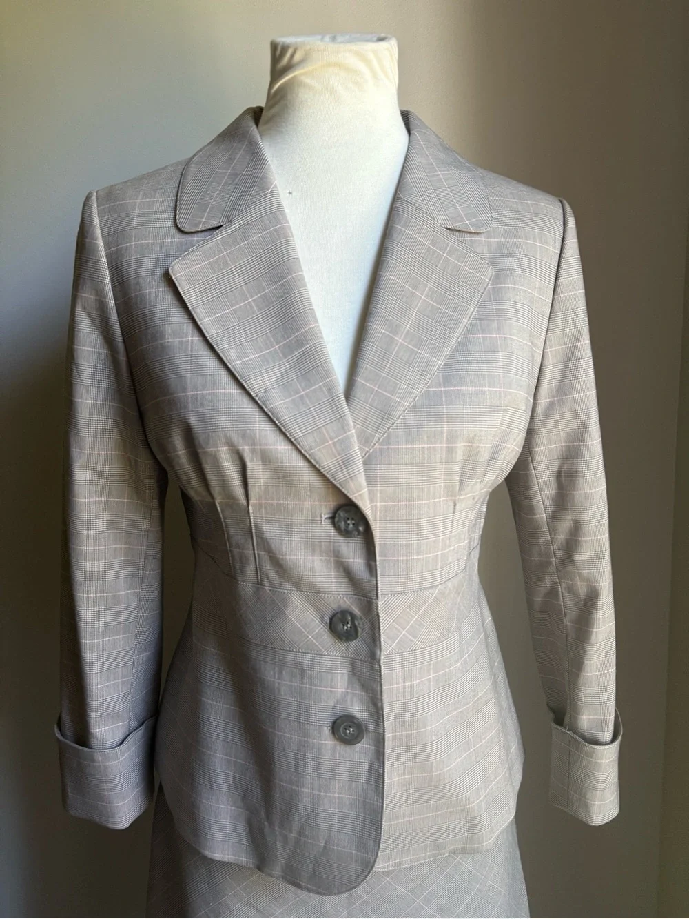 Y2K H&M Suit Fitted Skirt & Blazer In Light Gray Size Blazer 8 / Skirt 6